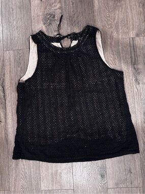 Lucky Brand Black Crochet Tank with Tie-Back